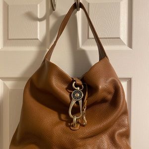 Dooney & Bourke Pebble Leather Logo Lock Hobo - camel